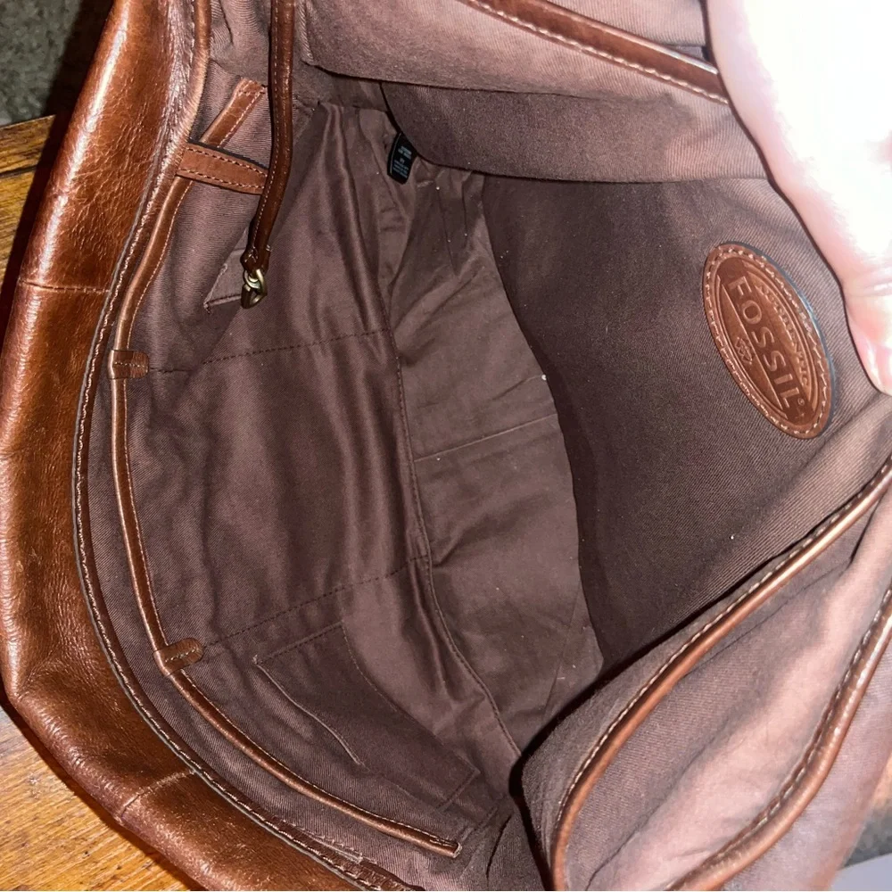 Fossil Dark Brown Leather laptop Messenger Bag